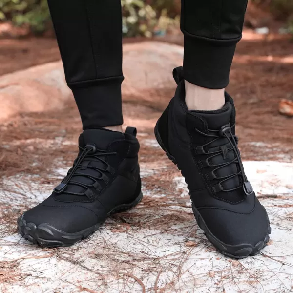 Lazzy Mens Snow Boots Winter Casual Shoes Water Resistant Outdoor Shoes Fur Lined Warm Ankle BootsBlack