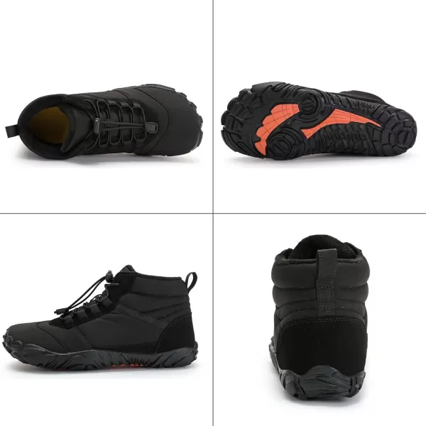 Lazzy Mens Snow Boots Winter Casual Shoes Water Resistant Outdoor Shoes Fur Lined Warm Ankle BootsBlack