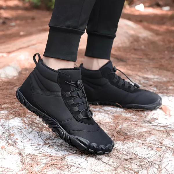 Lazzy Mens Snow Boots Winter Casual Shoes Water Resistant Outdoor Shoes Fur Lined Warm Ankle BootsBlack