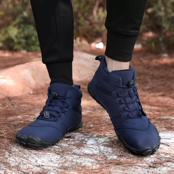 Lazzy Mens Snow Boots Winter Casual Shoes Water Resistant Outdoor Shoes Fur Lined Warm Ankle BootsNavy Blue