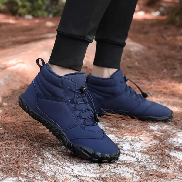 Lazzy Mens Snow Boots Winter Casual Shoes Water Resistant Outdoor Shoes Fur Lined Warm Ankle BootsNavy Blue