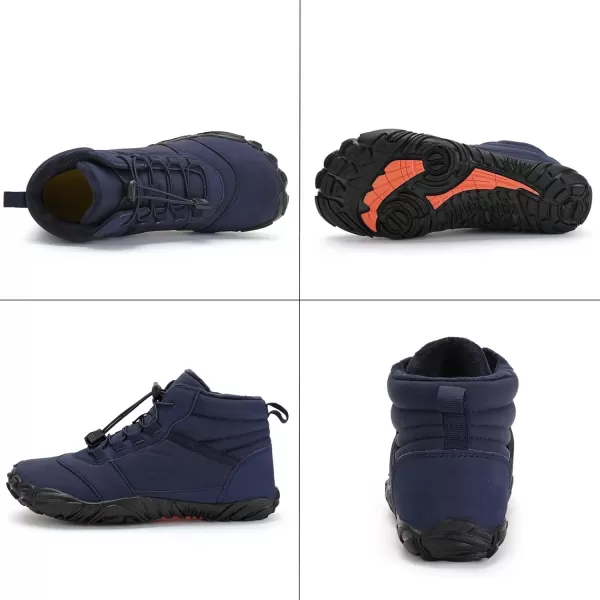 Lazzy Mens Snow Boots Winter Casual Shoes Water Resistant Outdoor Shoes Fur Lined Warm Ankle BootsNavy Blue