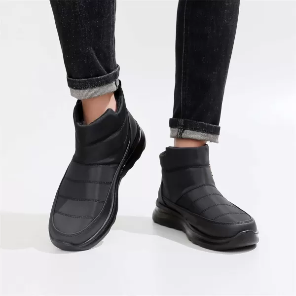 Lazzy Mens Winter Shoes Snow Boots Warm Fur Lined Ankle Boots Water Resistant AntiSlip Casual Shoes for MenBlack