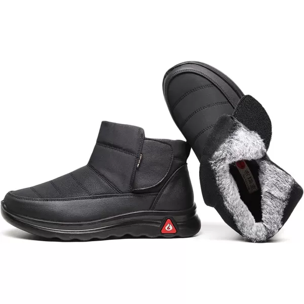 Lazzy Mens Winter Shoes Snow Boots Warm Fur Lined Ankle Boots Water Resistant AntiSlip Casual Shoes for MenBlack