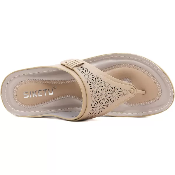Lazzy Women Wedge Sandals Summer Casual Clip Toe Strap Sandals Platform Flip Flops Slip On Slides Beach Outdoor Walking Sandals for Holiday Daily Wear Size 511 USApricot