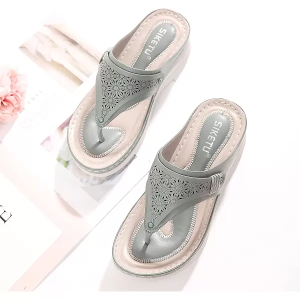 Lazzy Women Wedge Sandals Summer Casual Clip Toe Strap Sandals Platform Flip Flops Slip On Slides Beach Outdoor Walking Sandals for Holiday Daily Wear Size 511 USGreen