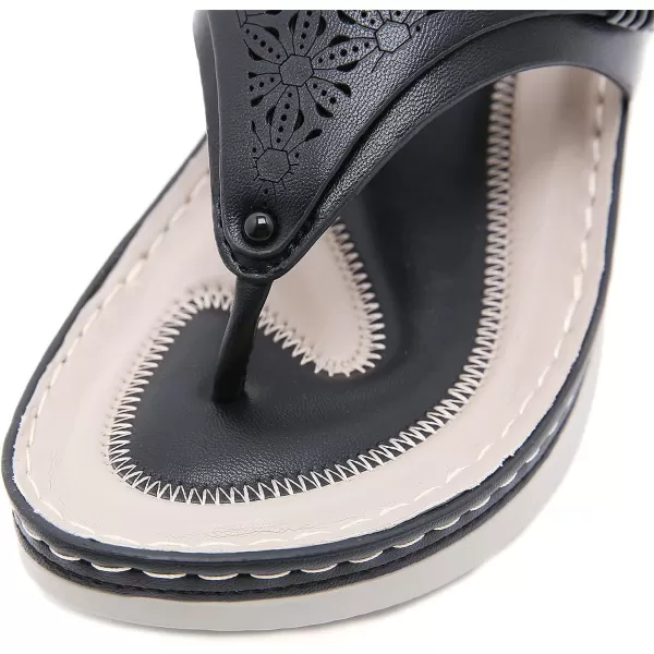Lazzy Women Wedge Sandals Summer Casual Clip Toe Strap Sandals Platform Flip Flops Slip On Slides Beach Outdoor Walking Sandals for Holiday Daily Wear Size 511 USBlack