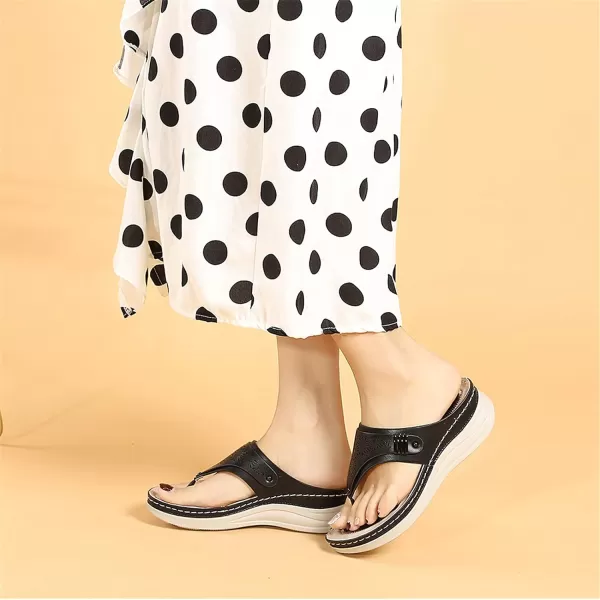 Lazzy Women Wedge Sandals Summer Casual Clip Toe Strap Sandals Platform Flip Flops Slip On Slides Beach Outdoor Walking Sandals for Holiday Daily Wear Size 511 USBlack