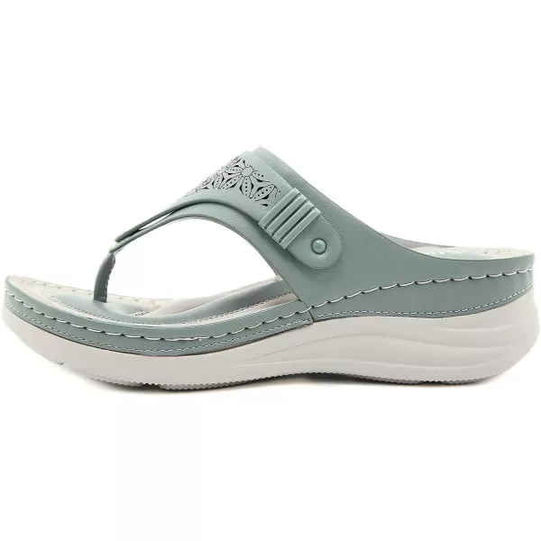 Lazzy Women Wedge Sandals Summer Casual Clip Toe Strap Sandals Platform Flip Flops Slip On Slides Beach Outdoor Walking Sandals for Holiday Daily Wear Size 511 USGreen