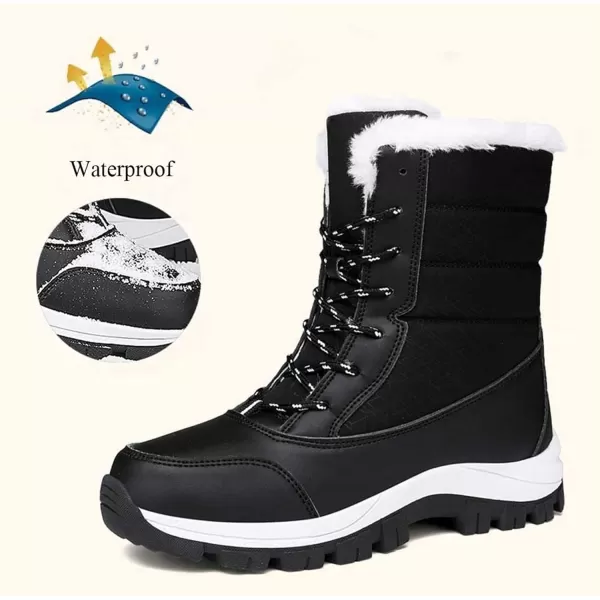 Lazzy Womens Snow Boots Warm Winter Boots AntiSlip Mid Calf Booties Winter Shoes for WomenBlack1