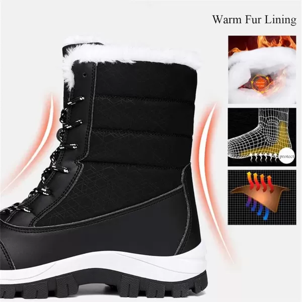 Lazzy Womens Snow Boots Warm Winter Boots AntiSlip Mid Calf Booties Winter Shoes for WomenBlack1
