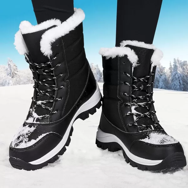 Lazzy Womens Snow Boots Warm Winter Boots AntiSlip Mid Calf Booties Winter Shoes for WomenBlack1