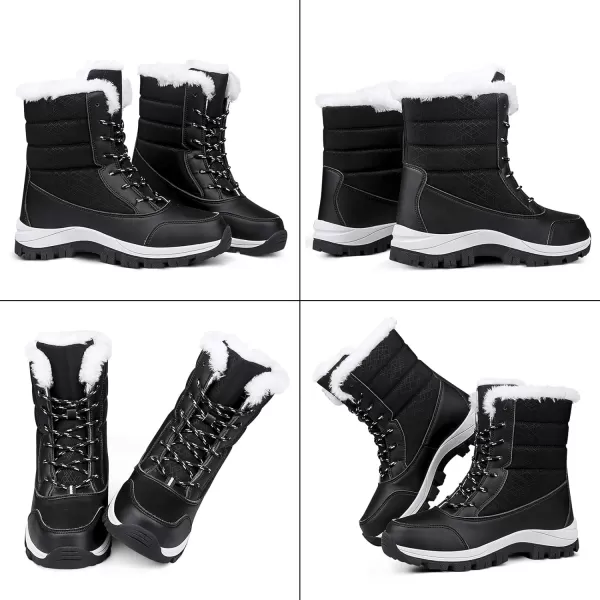 Lazzy Womens Snow Boots Warm Winter Boots AntiSlip Mid Calf Booties Winter Shoes for WomenBlack1