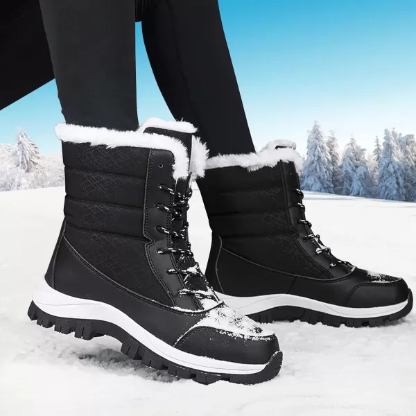 Lazzy Womens Snow Boots Warm Winter Boots AntiSlip Mid Calf Booties Winter Shoes for WomenBlack1