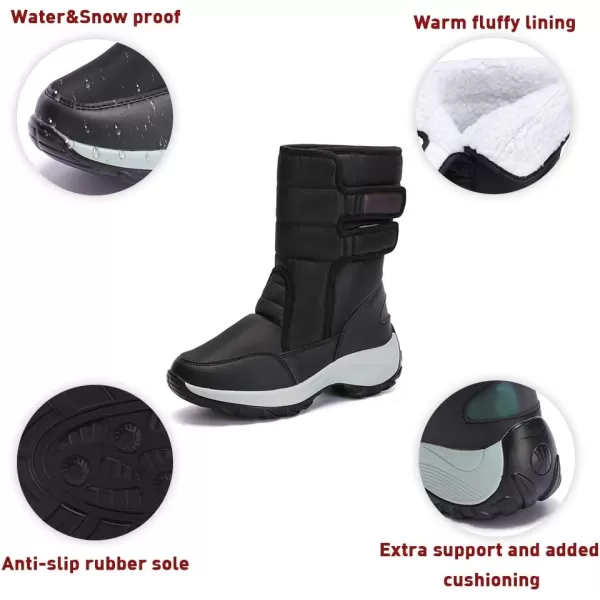 Lazzy Womens Warm Snow Boots Winter Mid calf Snowmobile boots AntiSlip Winter Outdoor Walking ShoesBlack