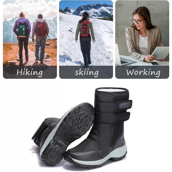 Lazzy Womens Warm Snow Boots Winter Mid calf Snowmobile boots AntiSlip Winter Outdoor Walking ShoesBlack