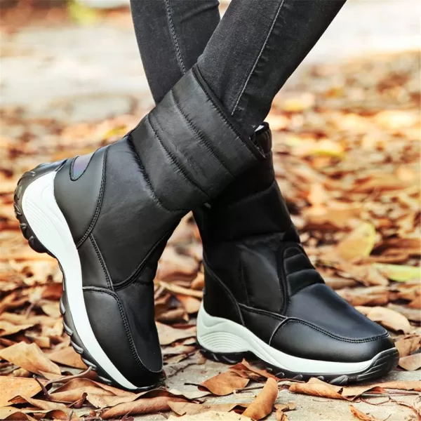 Lazzy Womens Warm Snow Boots Winter Mid calf Snowmobile boots AntiSlip Winter Outdoor Walking ShoesBlack