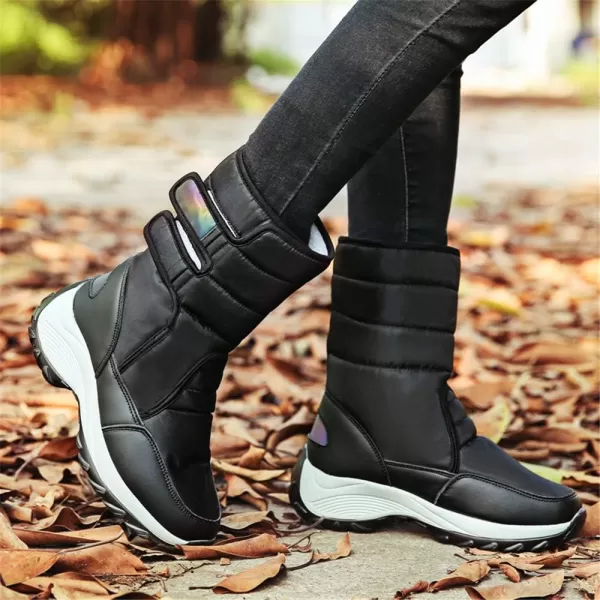 Lazzy Womens Warm Snow Boots Winter Mid calf Snowmobile boots AntiSlip Winter Outdoor Walking ShoesBlack