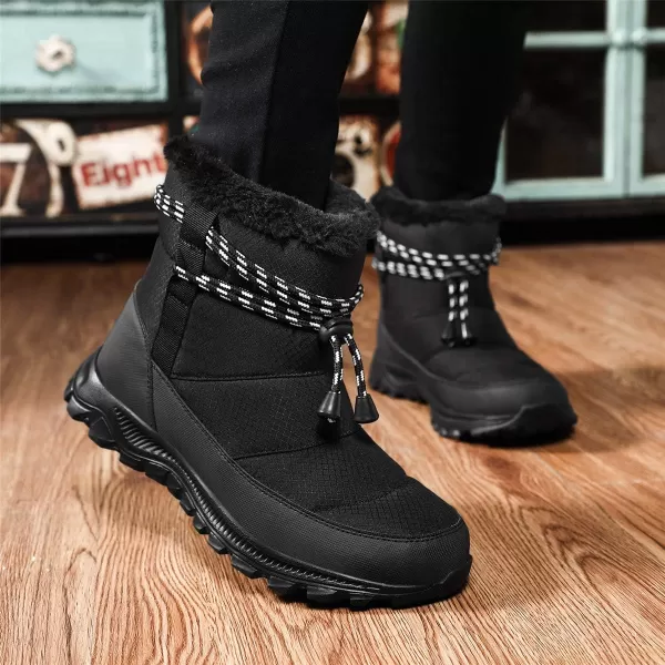 Lazzy Womens Warm Snow Boots Winter Mid calf Snowmobile boots AntiSlip Winter Outdoor Walking ShoesBlackc