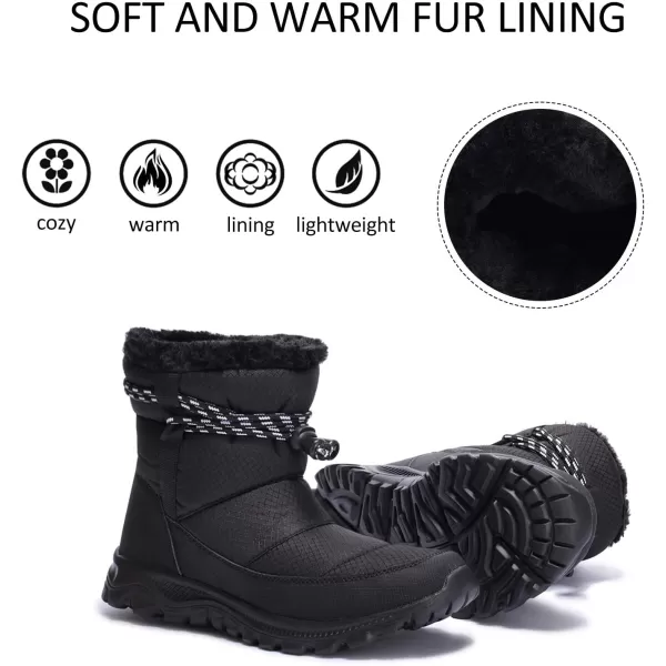 Lazzy Womens Warm Snow Boots Winter Mid calf Snowmobile boots AntiSlip Winter Outdoor Walking ShoesBlackc