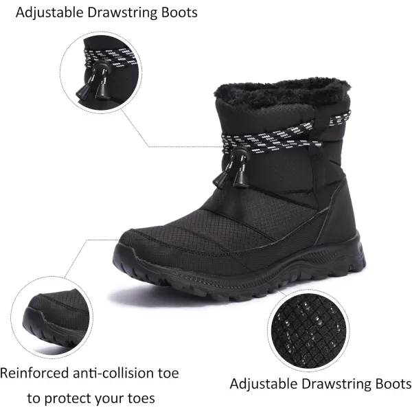 Lazzy Womens Warm Snow Boots Winter Mid calf Snowmobile boots AntiSlip Winter Outdoor Walking ShoesBlackc