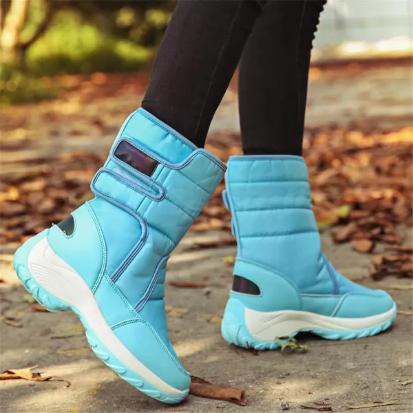 Lazzy Womens Warm Snow Boots Winter Mid calf Snowmobile boots AntiSlip Winter Outdoor Walking ShoesBlue
