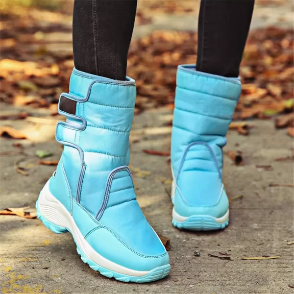 Lazzy Womens Warm Snow Boots Winter Mid calf Snowmobile boots AntiSlip Winter Outdoor Walking ShoesBlue