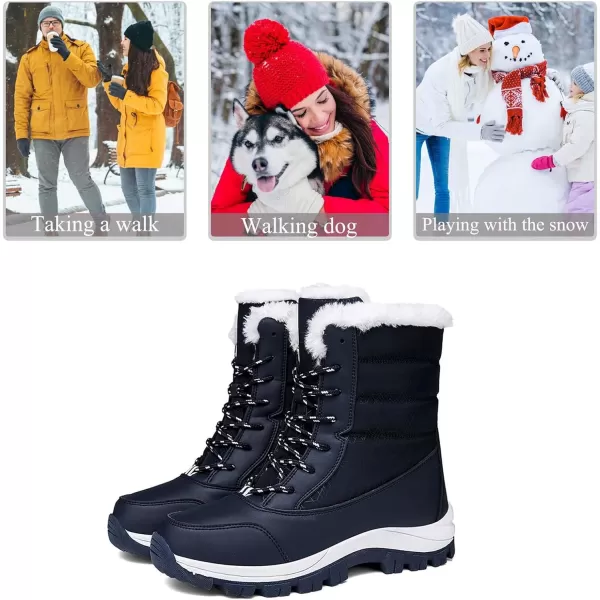 Lazzy Womens Warm Snow Boots Winter Mid calf Snowmobile boots AntiSlip Winter Outdoor Walking ShoesDark Blue