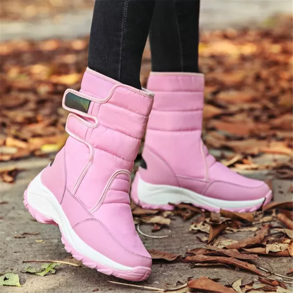 Lazzy Womens Warm Snow Boots Winter Mid calf Snowmobile boots AntiSlip Winter Outdoor Walking ShoesPink