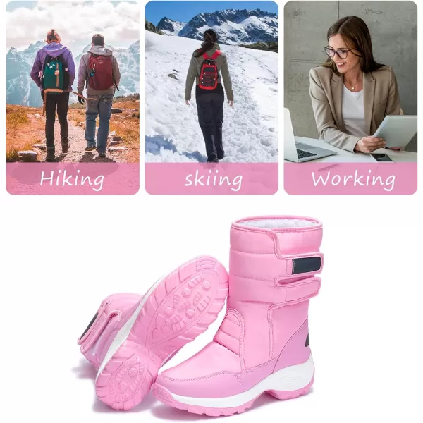 Lazzy Womens Warm Snow Boots Winter Mid calf Snowmobile boots AntiSlip Winter Outdoor Walking ShoesPink