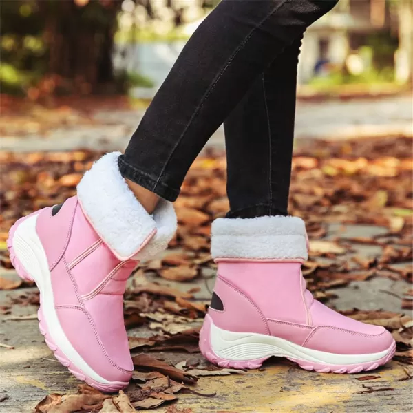 Lazzy Womens Warm Snow Boots Winter Mid calf Snowmobile boots AntiSlip Winter Outdoor Walking ShoesPink