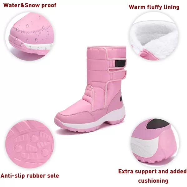Lazzy Womens Warm Snow Boots Winter Mid calf Snowmobile boots AntiSlip Winter Outdoor Walking ShoesPink
