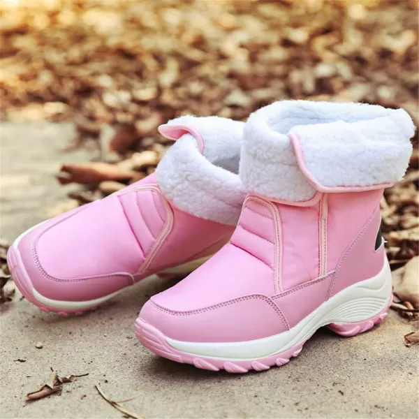 Lazzy Womens Warm Snow Boots Winter Mid calf Snowmobile boots AntiSlip Winter Outdoor Walking ShoesPink