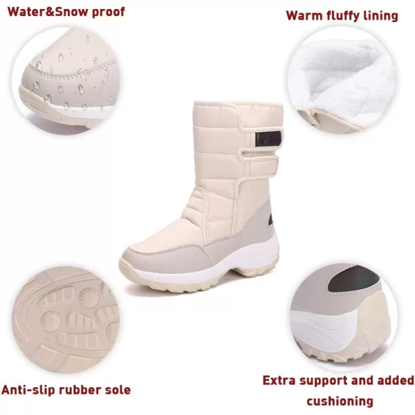 Lazzy Womens Warm Snow Boots Winter Mid calf Snowmobile boots AntiSlip Winter Outdoor Walking ShoesWhite