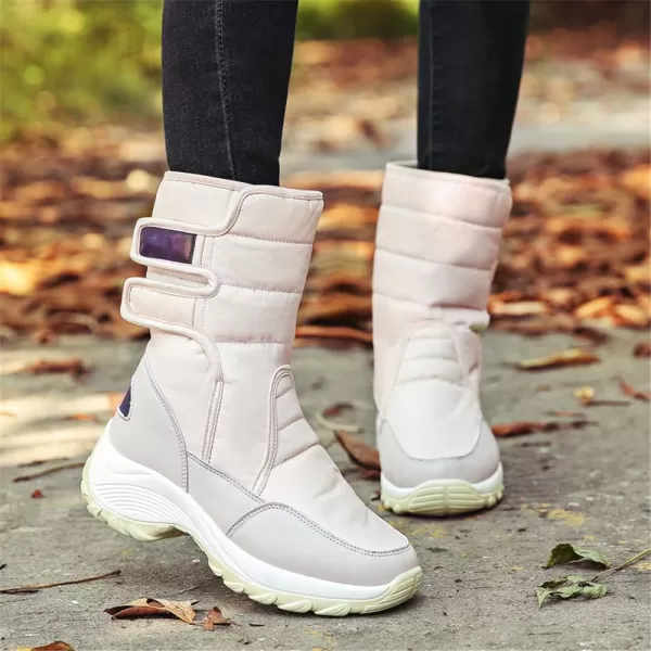 Lazzy Womens Warm Snow Boots Winter Mid calf Snowmobile boots AntiSlip Winter Outdoor Walking ShoesWhite