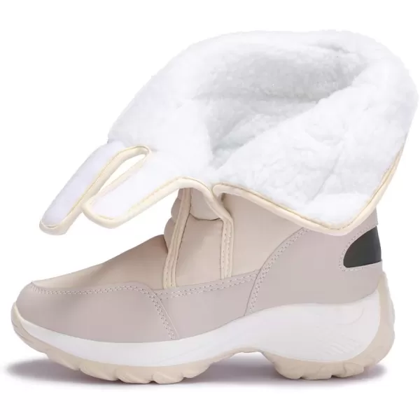 Lazzy Womens Warm Snow Boots Winter Mid calf Snowmobile boots AntiSlip Winter Outdoor Walking ShoesWhite