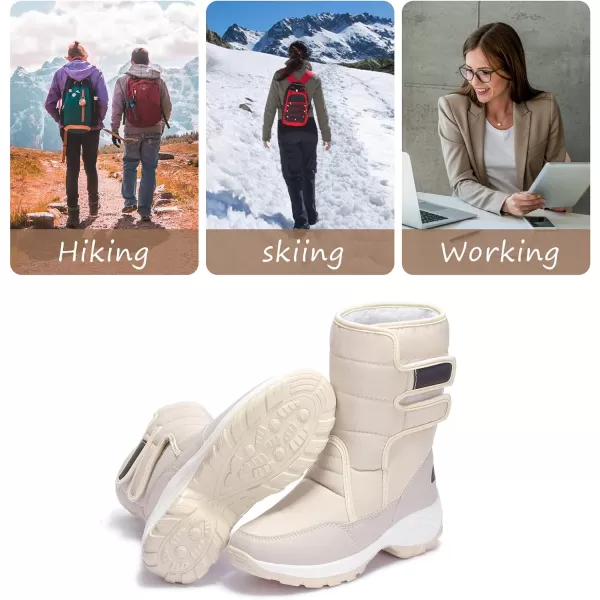 Lazzy Womens Warm Snow Boots Winter Mid calf Snowmobile boots AntiSlip Winter Outdoor Walking ShoesWhite