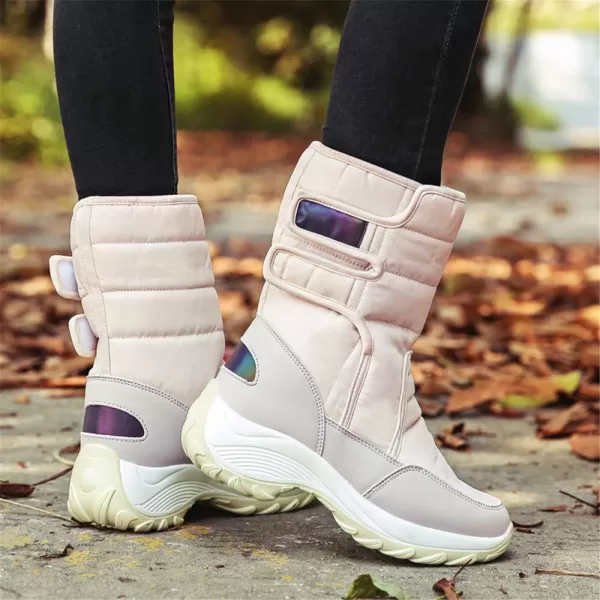 Lazzy Womens Warm Snow Boots Winter Mid calf Snowmobile boots AntiSlip Winter Outdoor Walking ShoesWhite