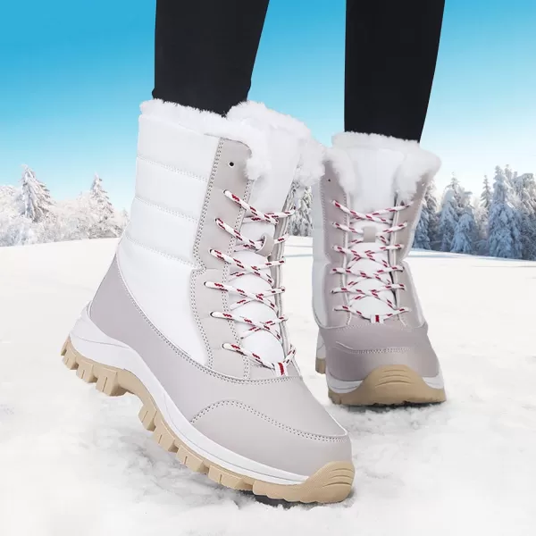 Lazzy Womens Warm Snow Boots Winter Mid calf Snowmobile boots AntiSlip Winter Outdoor Walking ShoesWhite1