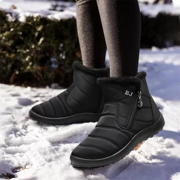 Lazzy Womens Winter Snow Boots Faux Fur Ankle Booties Velour Cuff Sock Knit Boots Anti Skid Warm Booties for Indoor OutdoorBlack