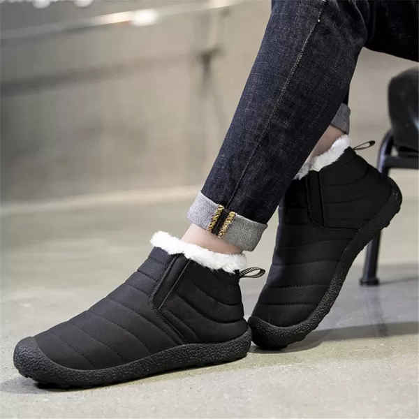 Lazzy Womens Winter Snow Boots Faux Fur Ankle Booties Velour Cuff Sock Knit Boots Anti Skid Warm Booties for Indoor OutdoorBlacky