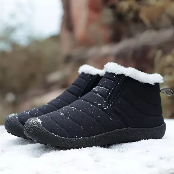 Lazzy Womens Winter Snow Boots Faux Fur Ankle Booties Velour Cuff Sock Knit Boots Anti Skid Warm Booties for Indoor OutdoorBlacky
