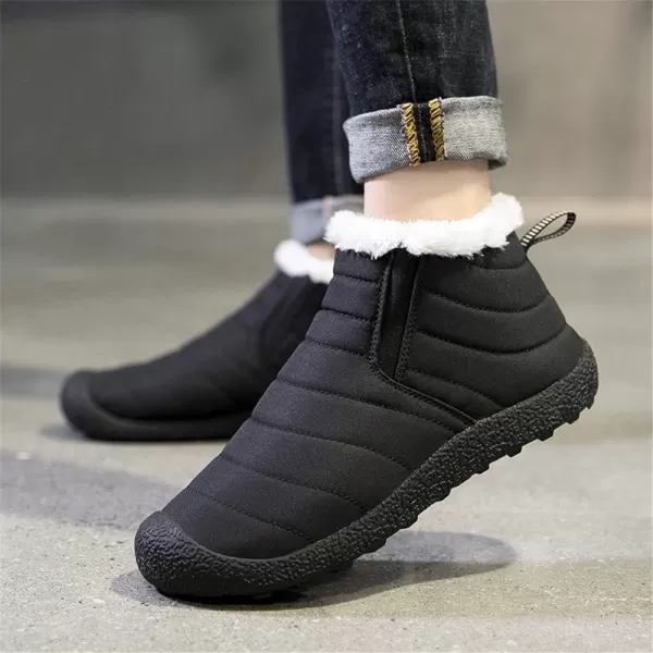 Lazzy Womens Winter Snow Boots Faux Fur Ankle Booties Velour Cuff Sock Knit Boots Anti Skid Warm Booties for Indoor OutdoorBlacky