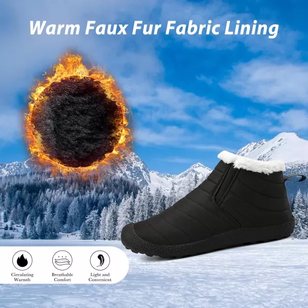 Lazzy Womens Winter Snow Boots Faux Fur Ankle Booties Velour Cuff Sock Knit Boots Anti Skid Warm Booties for Indoor OutdoorBlacky