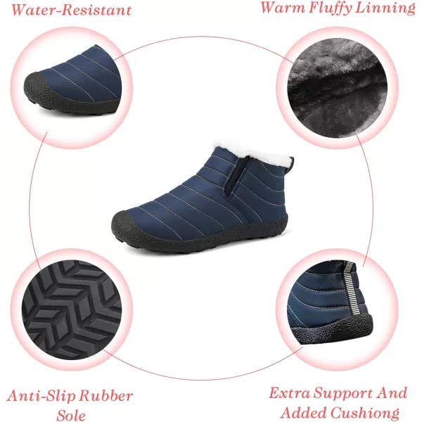Lazzy Womens Winter Snow Boots Faux Fur Ankle Booties Velour Cuff Sock Knit Boots Anti Skid Warm Booties for Indoor OutdoorBluez