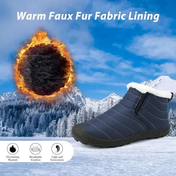 Lazzy Womens Winter Snow Boots Faux Fur Ankle Booties Velour Cuff Sock Knit Boots Anti Skid Warm Booties for Indoor OutdoorBluez