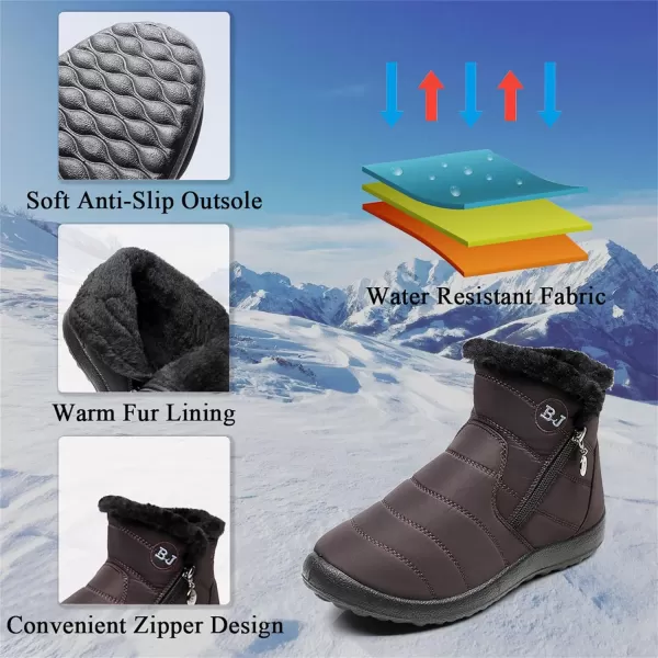 Lazzy Womens Winter Snow Boots Faux Fur Ankle Booties Velour Cuff Sock Knit Boots Anti Skid Warm Booties for Indoor OutdoorCoffee