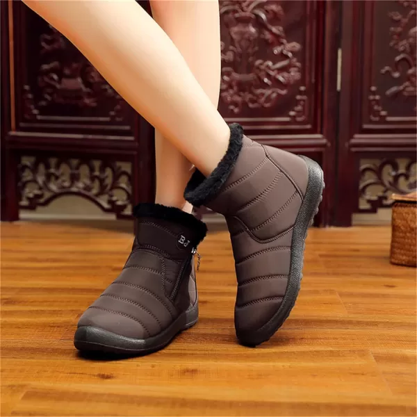 Lazzy Womens Winter Snow Boots Faux Fur Ankle Booties Velour Cuff Sock Knit Boots Anti Skid Warm Booties for Indoor OutdoorCoffee
