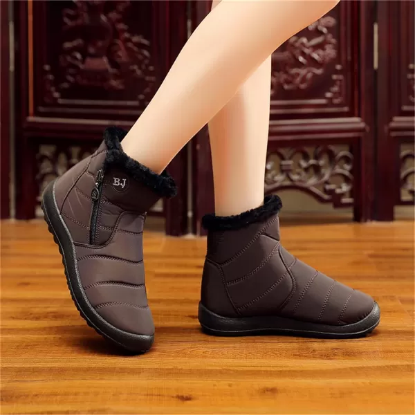 Lazzy Womens Winter Snow Boots Faux Fur Ankle Booties Velour Cuff Sock Knit Boots Anti Skid Warm Booties for Indoor OutdoorCoffee