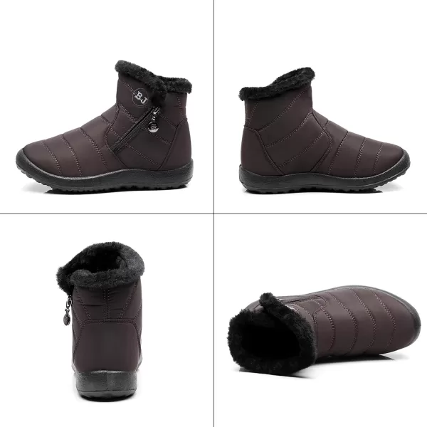Lazzy Womens Winter Snow Boots Faux Fur Ankle Booties Velour Cuff Sock Knit Boots Anti Skid Warm Booties for Indoor OutdoorCoffee